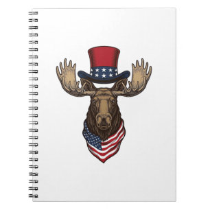 Patriotisk Älg Vintage Gravyr Vektor Design_1 Anteckningsbok