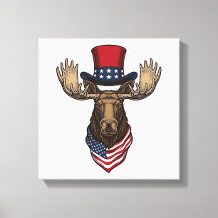 Patriotisk Älg Vintage Gravyr Vektor Design_1 Canvastryck