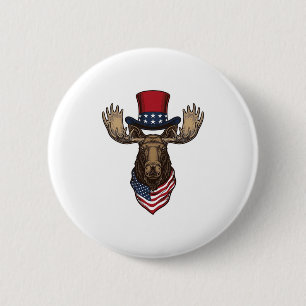 Patriotisk Älg Vintage Gravyr Vektor Design_1 Knapp