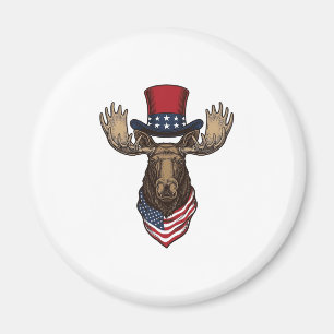 Patriotisk Älg Vintage Gravyr Vektor Design_1 Magnet