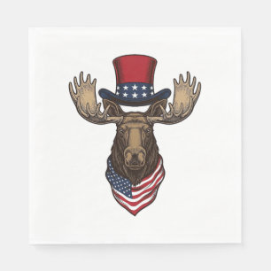 Patriotisk Älg Vintage Gravyr Vektor Design_1 Pappersservett
