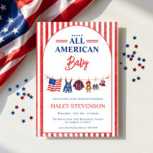 Patriotisk All Amerikansk Baby 4:e Juli Baby Showe