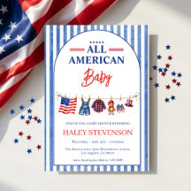 Patriotisk All Amerikansk Baby 4:e Juli Barnkalas