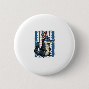 Patriotisk Alligator Vintage Gravyr T-Shirt Design Knapp