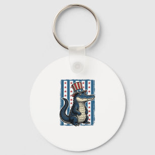 Patriotisk Alligator Vintage Gravyr T-Shirt Design Nyckelring