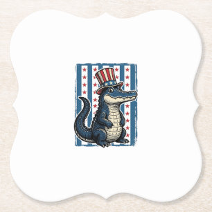 Patriotisk Alligator Vintage Gravyr T-Shirt Design Underlägg Papper
