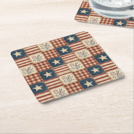 Patriotisk Americana 4 juli minnesdag Underlägg Papper Kvadrat