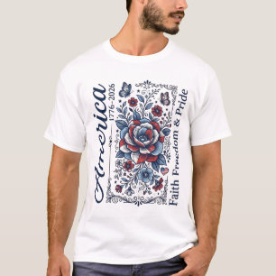 Patriotisk Amerika Blommig Vintage Tröja Design_1