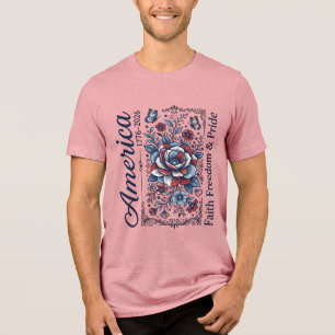 Patriotisk Amerika Blommig Vintage Tröja Design_1