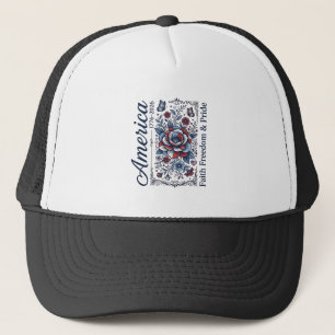 Patriotisk Amerika Blommig Vintage Tröja Design_1 Keps