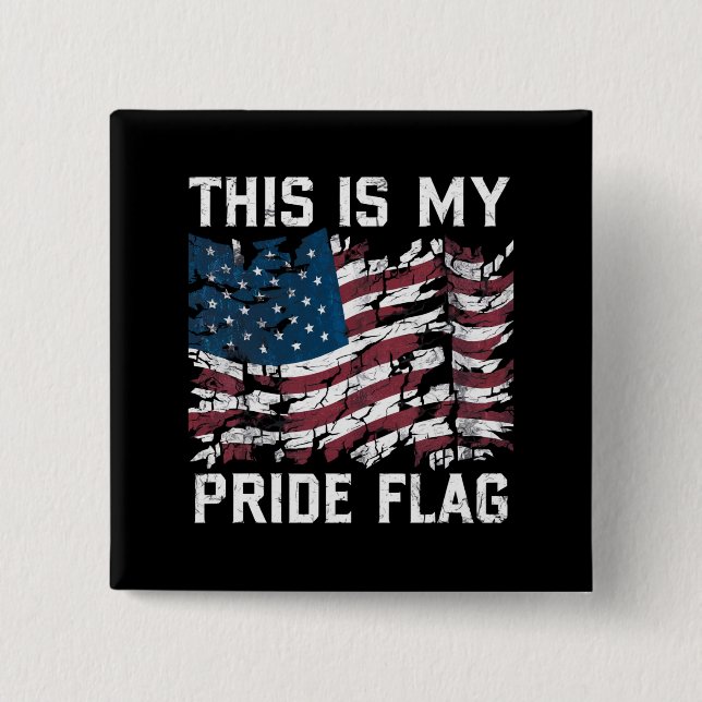 Patriotisk Amerikan Detta Är Min Pride Flagga USA Knapp (Framsida)