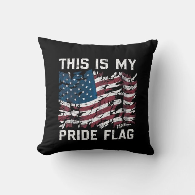Patriotisk amerikan Detta är min stolthetsflagga U Kudde (Framsida)