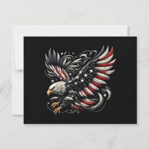 Patriotisk amerikan med örn och USA-flagga Spara Datumet