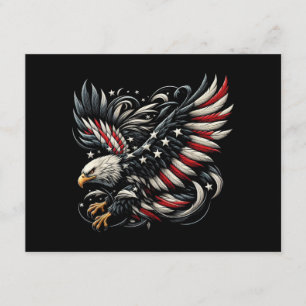 Patriotisk amerikan med örn och USA-flagga Tilläggskort