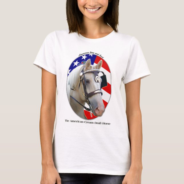 Patriotisk amerikankräm formulerar hästen t-shirt (Framsida)