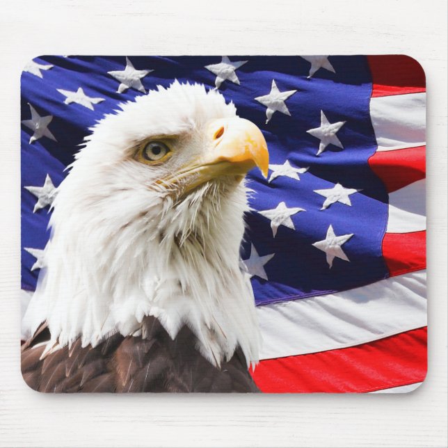 Patriotisk amerikanörn och flagga musmatta (Framsidan)