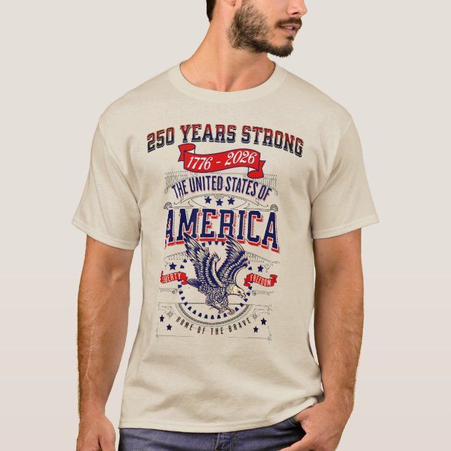 Patriotisk amerikansk 250-årsjubileum t shirt (Framsida)