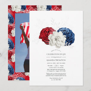 Patriotisk amerikansk blomsterfirande av livet inbjudningar