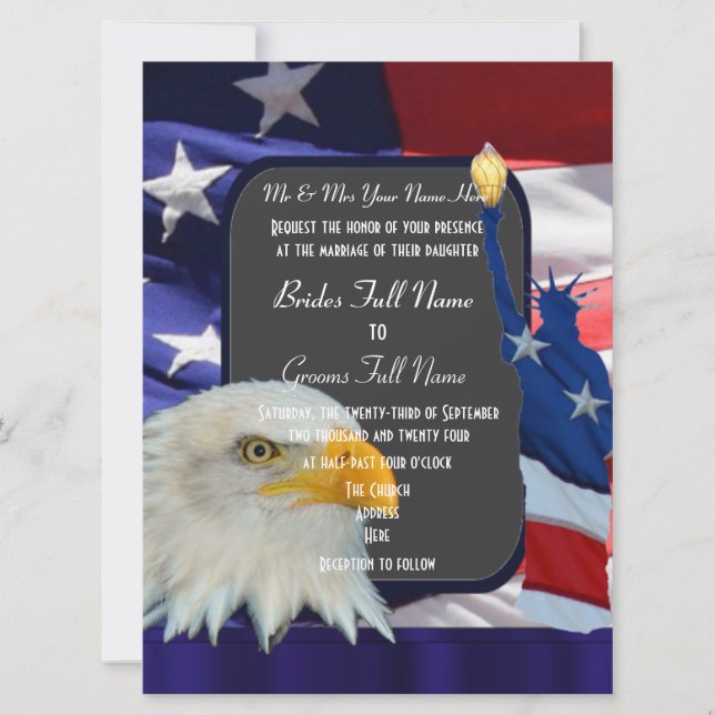 Patriotisk amerikansk bröllop inbjudningar (Framsida)