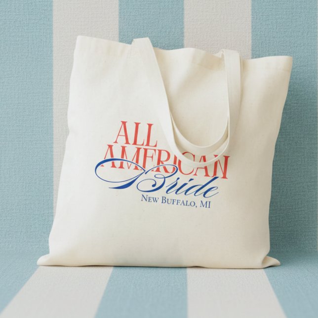 Patriotisk amerikansk brud möhippa tygkasse (Patriotic All American Bride Bachelorette Tote Bag)