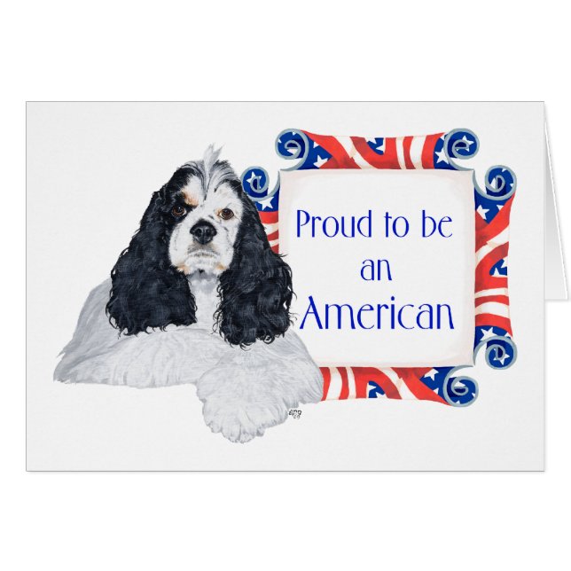 Patriotisk amerikansk cocker spaniel hälsningskort (Framsidan Horizontal)