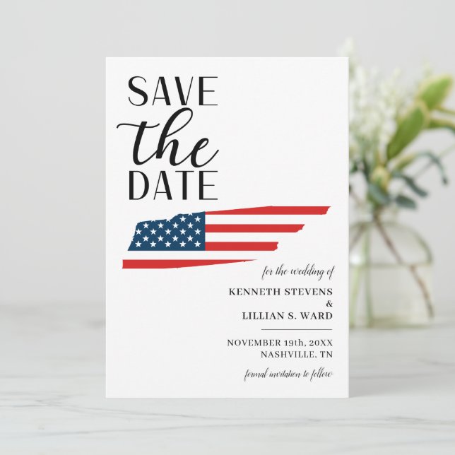 Patriotisk amerikansk delstat Tennessee Destinatio Spara Datumet (Stående Fram)