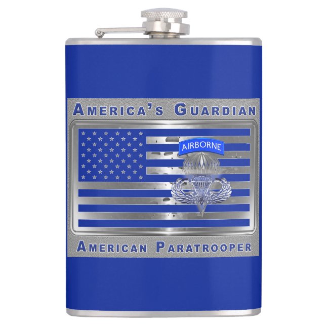 Patriotisk amerikansk fallskärmsjägareflagga fickplunta (Framsidan)