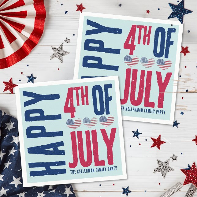 Patriotisk amerikansk flagg 4:e juli-fest pappersservett (Patriotic American Flag 4th Of July Party )