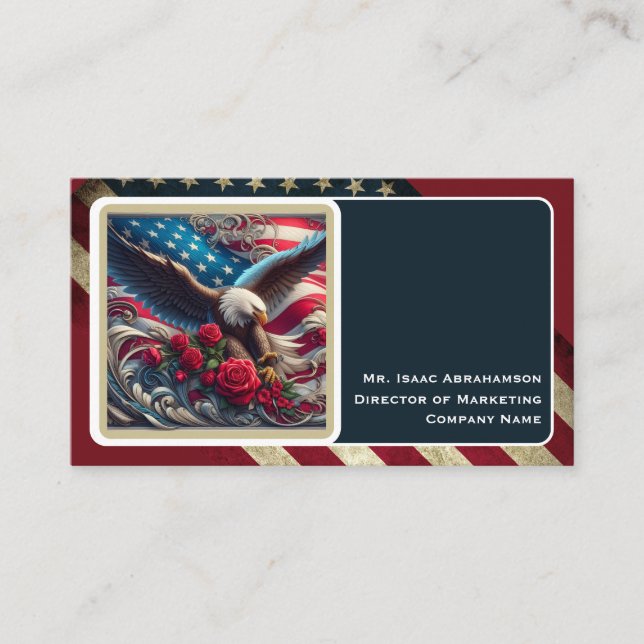 Patriotisk amerikansk flagg affärs kort (Framsida)