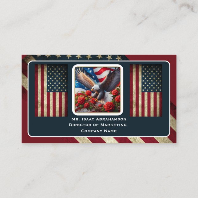 Patriotisk amerikansk flagg affärs kort (Framsida)