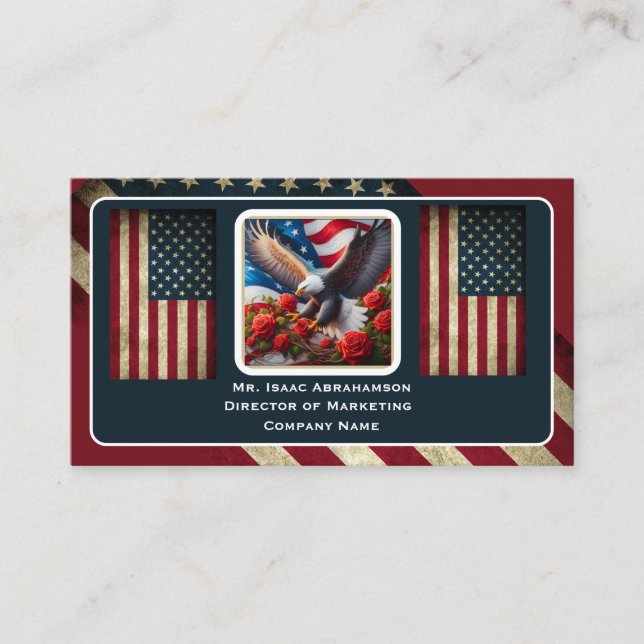 Patriotisk amerikansk flagg affärs kort (Framsida)