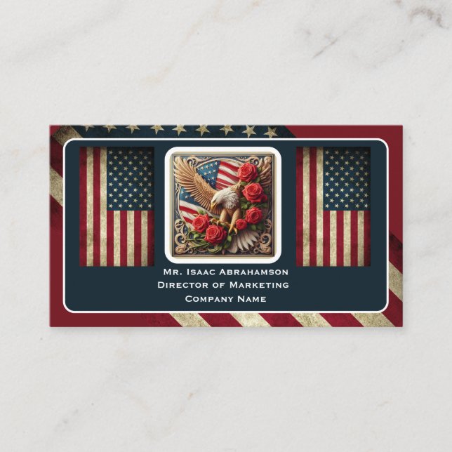 Patriotisk amerikansk flagg affärsbok visitkort (Framsida)