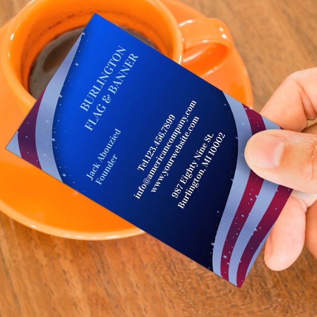 Patriotisk amerikansk flagg affärsbokskortmall visitkort (Skapare uppladdad)