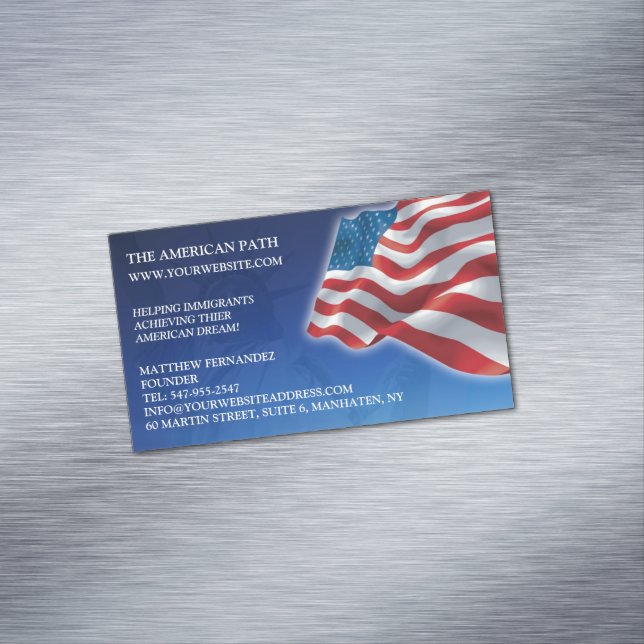 Patriotisk amerikansk flagg affärskortmagnet magnetiska visitkort (In Situ)