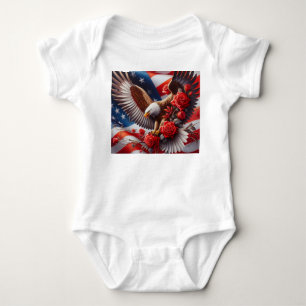 Patriotisk amerikansk flagg baby overall t shirt