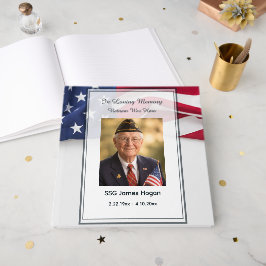 PATRIOTISK amerikansk flagg begravningsfoto Gästböcker