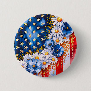 Patriotisk amerikansk flagg blomglittrande knapp