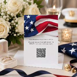 PATRIOTISK Amerikansk Flagg Bröllops QR-kod Svarsk OSA Kort