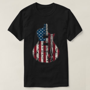 Patriotisk amerikansk flagg gitarrdesign t shirt