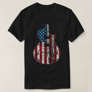 Patriotisk amerikansk flagg gitarrdesign t shirt