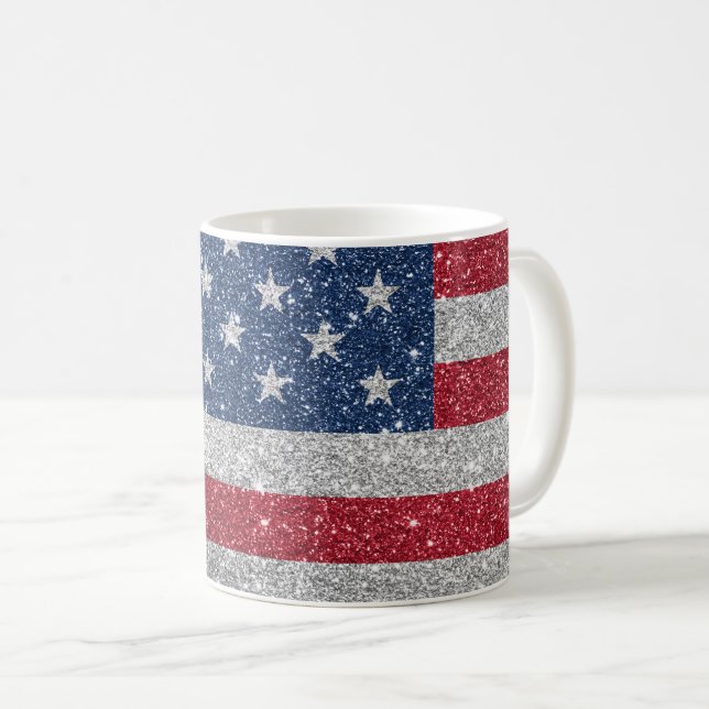 Patriotisk amerikansk flagg glitter kaffemugg (Framsida höger)