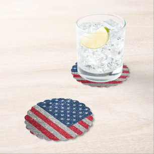 Patriotisk amerikansk flagg glitter underlägg papper