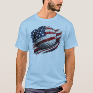 Patriotisk amerikansk flagg-golf t shirt