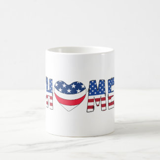 Patriotisk amerikansk flagg HOME-typografi Kaffemugg
