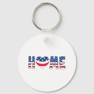 Patriotisk amerikansk flagg HOME-typografi Nyckelring
