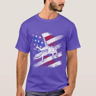 Patriotisk amerikansk flagg kamp sport brottare ku t shirt
