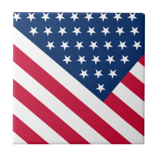 Patriotisk amerikansk flagg keramisk platta kakelplatta (Framsidan)