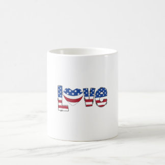 Patriotisk amerikansk flagg LOVE Typografi Kaffemugg