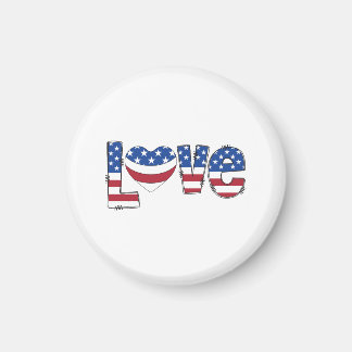 Patriotisk amerikansk flagg LOVE Typografi Magnet