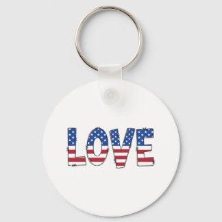 Patriotisk amerikansk flagg LOVE typografi Nyckelring